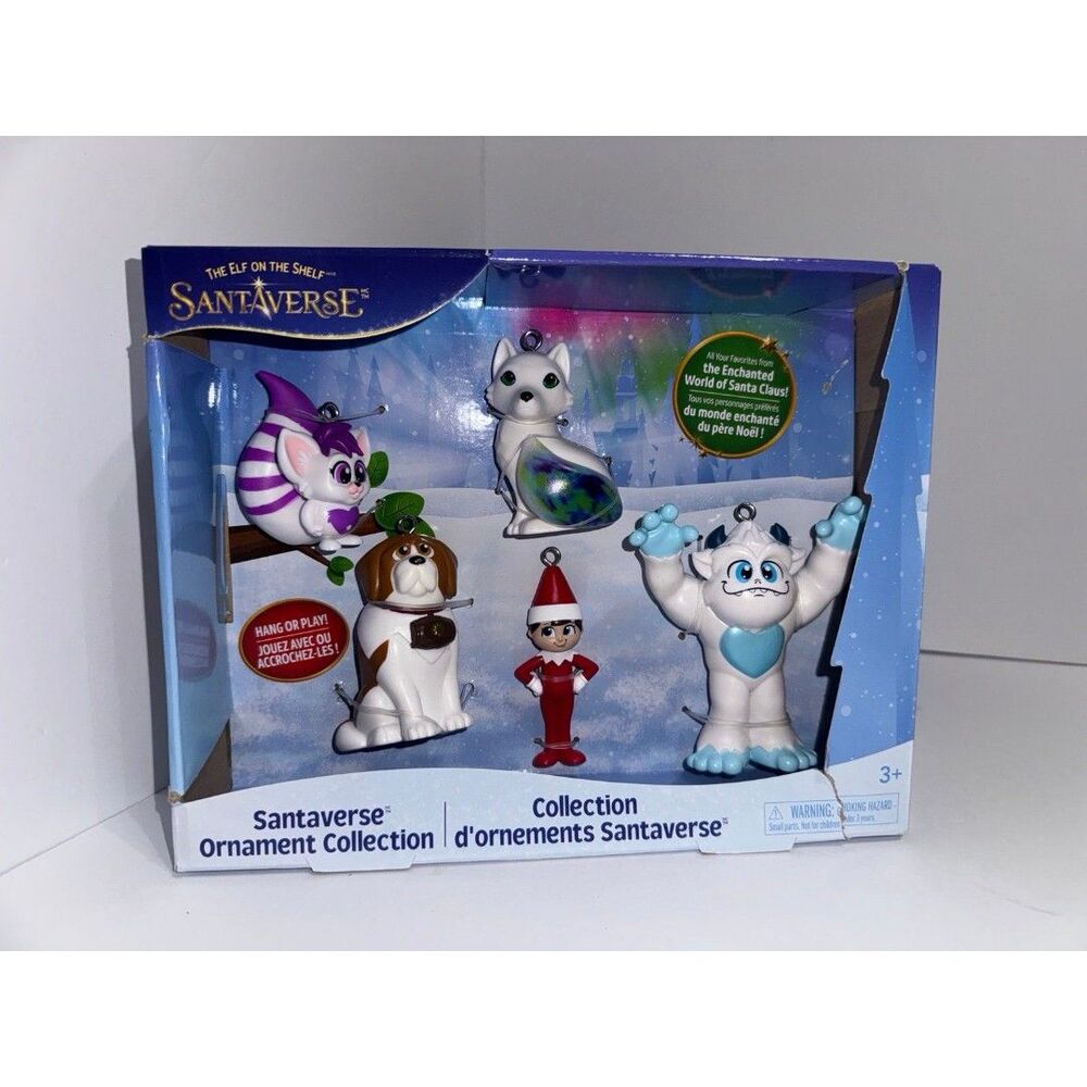 5 Collectible Ornaments Hang or Play Figures with 2 New North Pole Santaverse